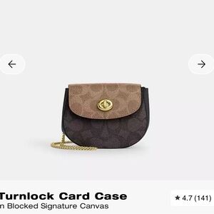 Coach Turn-lock Card Case - Crossbody Bag with Gold Chain